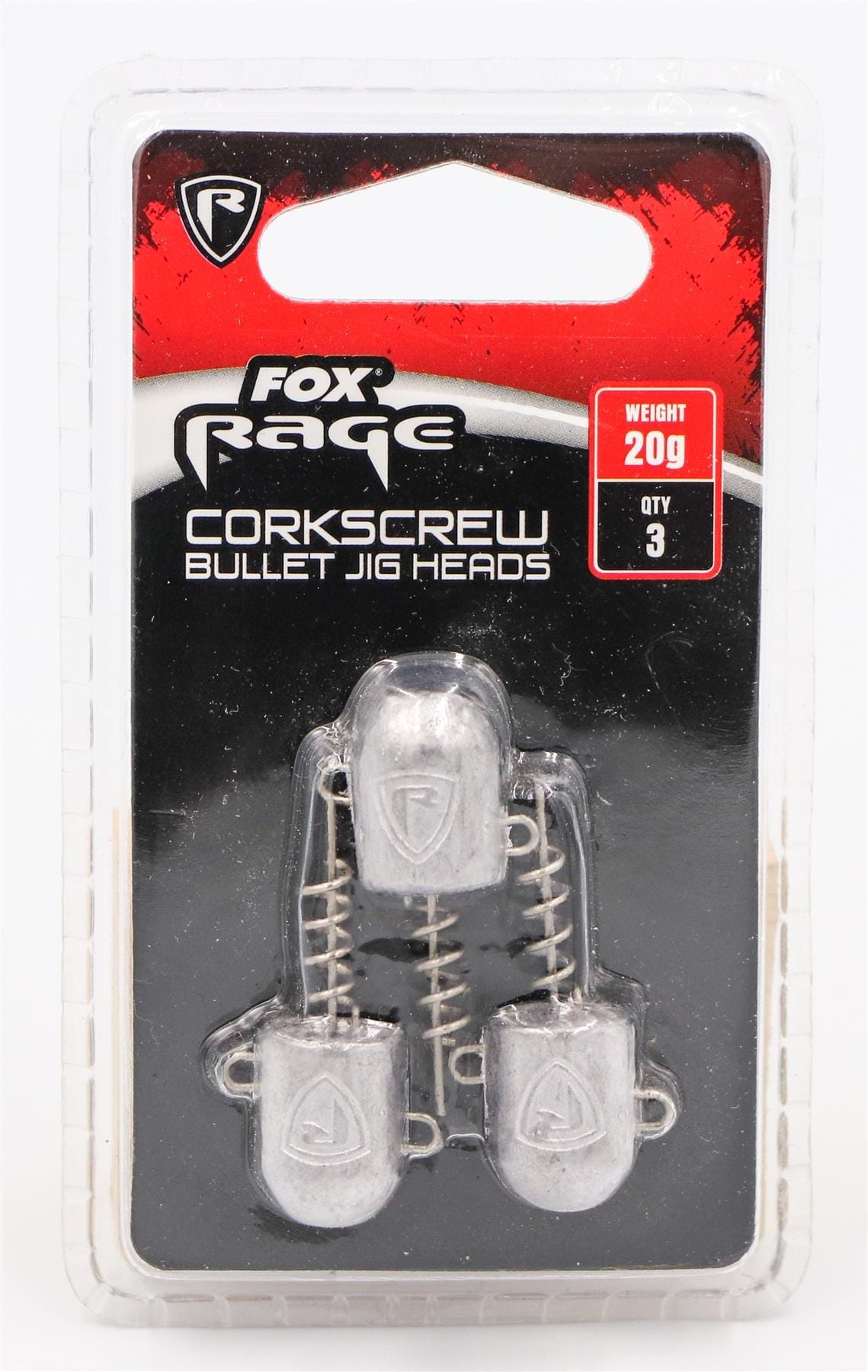 FOX Rage Corkscrew Jig Heads - 20g x3 Bullet.
