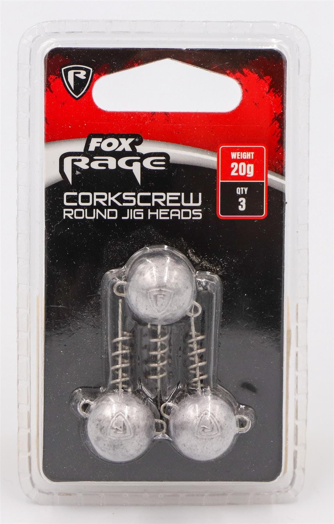 FOX Rage Corkscrew Jig Heads - 20g x3 Round.