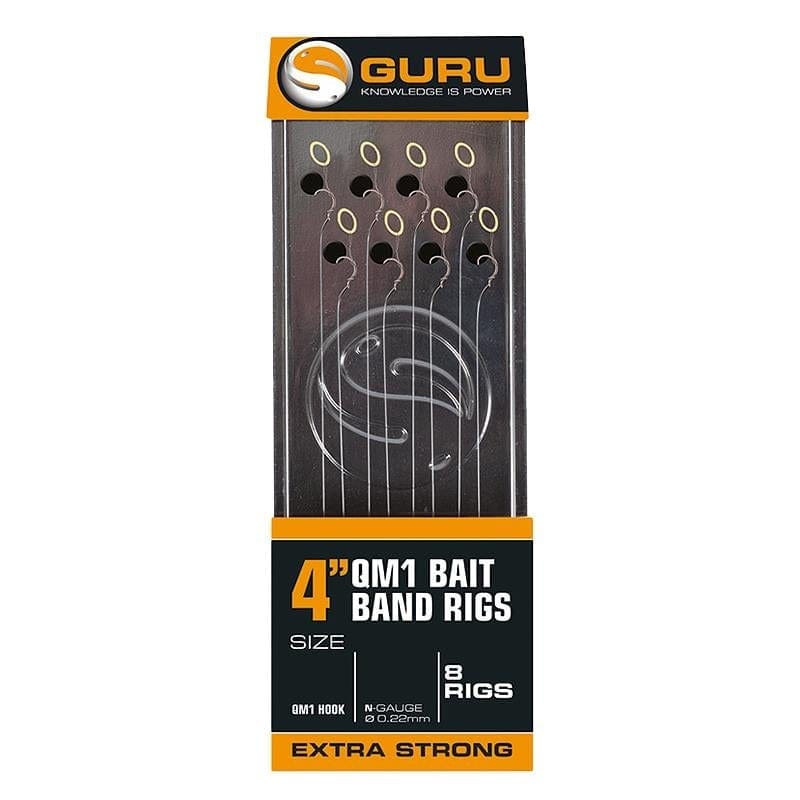 Guru Bait Bands 4" QM1 hook Rigs - 8pk.