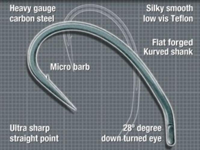Korda Kurv Shank Micro Barb &amp; Barbless Hooks - All Sizes - 10 per pack.