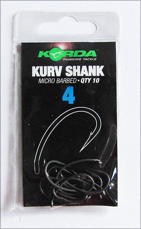 Korda Kurv Shank Micro Barb &amp; Barbless Hooks - All Sizes - 10 per pack.